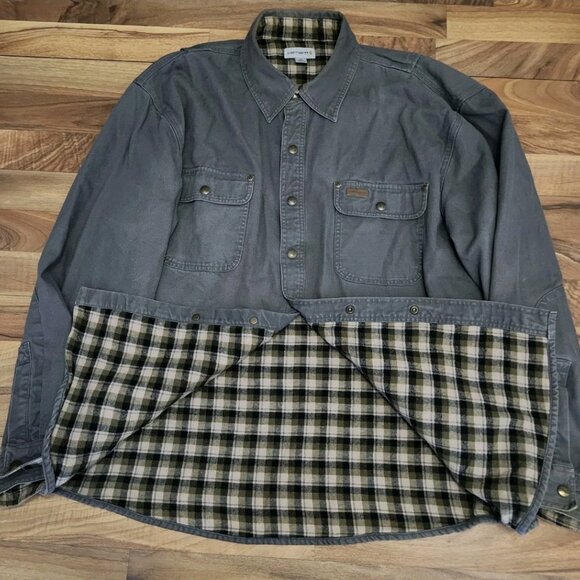 Carhartt Canvas Fleece Lined Overshirt/Jacket Size 2XL Grey - Picture 9 of 12